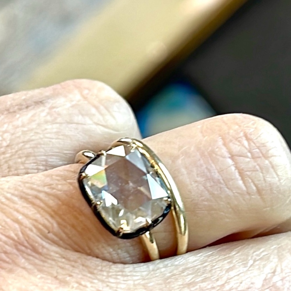 •Sold• 14k 3.5ct cushion briolette Cut Moissanite Ring - Picture 3 of 8